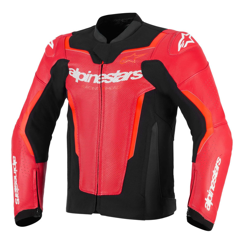 Blouson cuir Alpinestars GP Force V2 Leather Airflow red/red fluo
