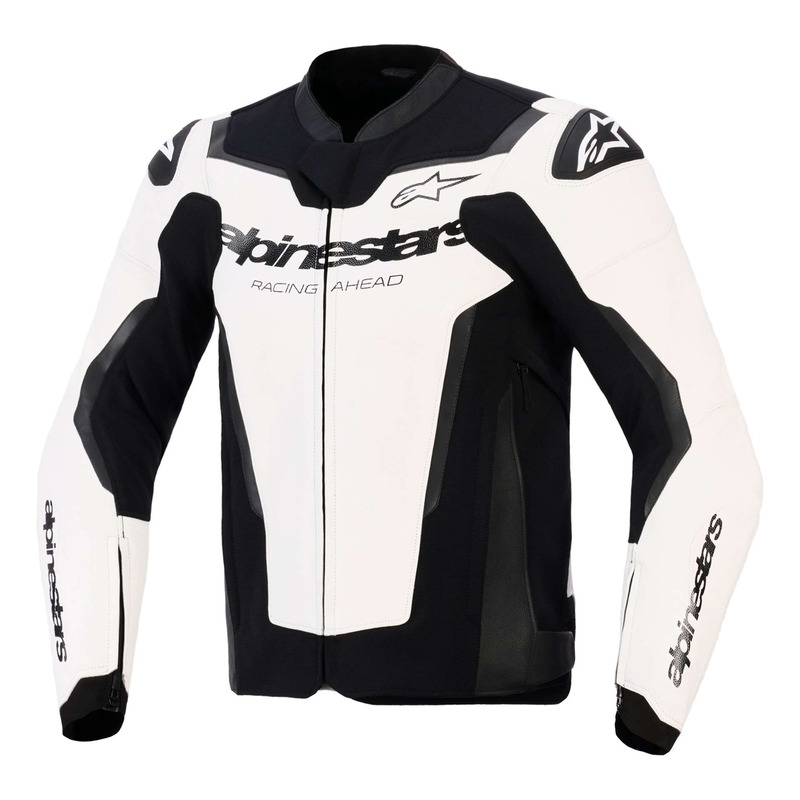Blouson cuir Alpinestars GP Force V2 white/black