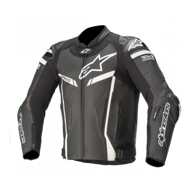 Blouson cuir Alpinestars GP PRO V2 noir/blanc (compatible Tech Air)-