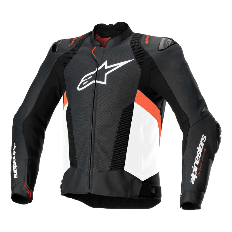Blouson cuir Alpinestars Missile V3 Airflow black/white/red fluo