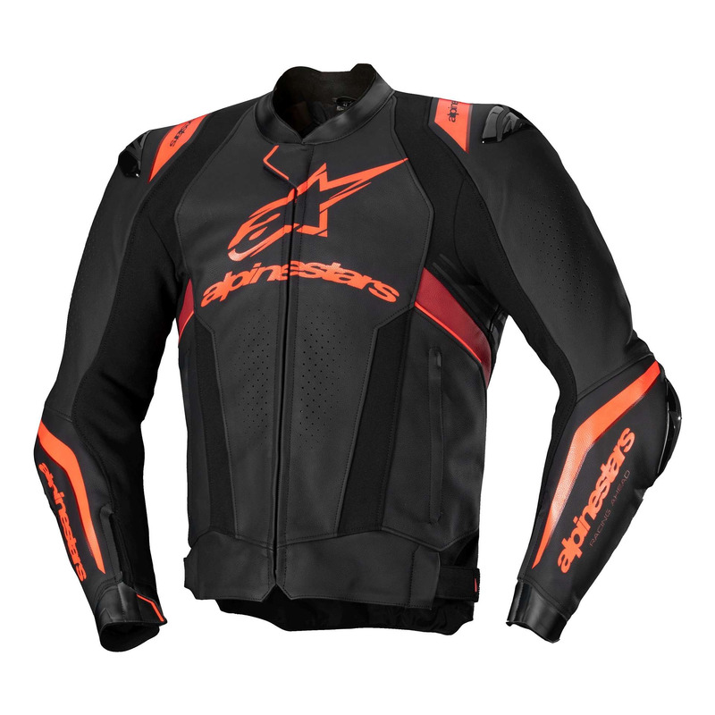 Blouson cuir Alpinestars Missile V3 Ignition black/red fluo/dark red