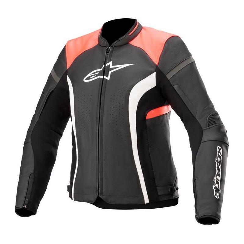 Blouson cuir Alpinestars Stella Kira v2 noir/coral- 38