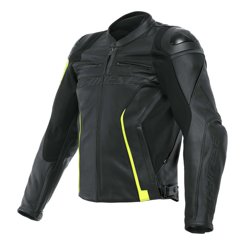 Blouson cuir Dainese VR46 Curb noir/jaune fluo