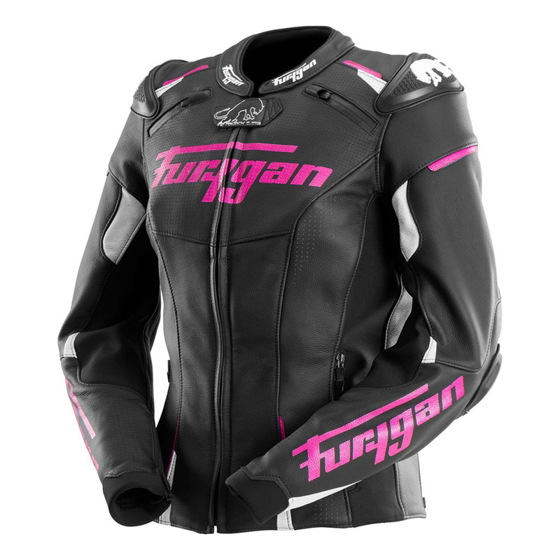 Blouson cuir femme Furygan Raptor Lady noir/blanc/rose