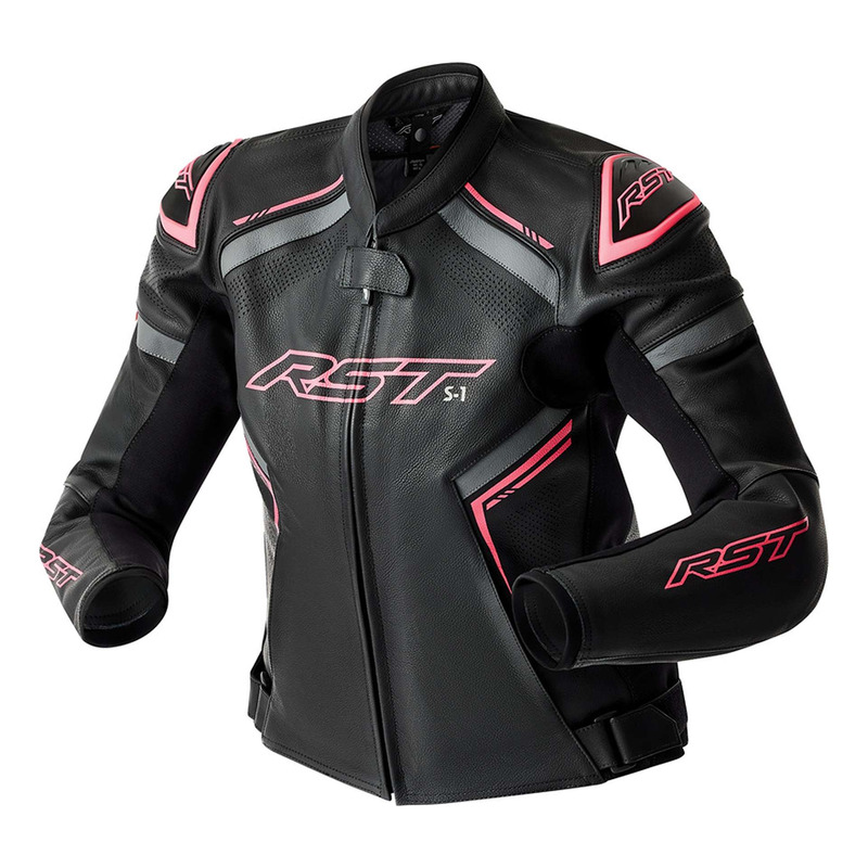 Blouson cuir femme RST S1 D3O Woman noir/rose