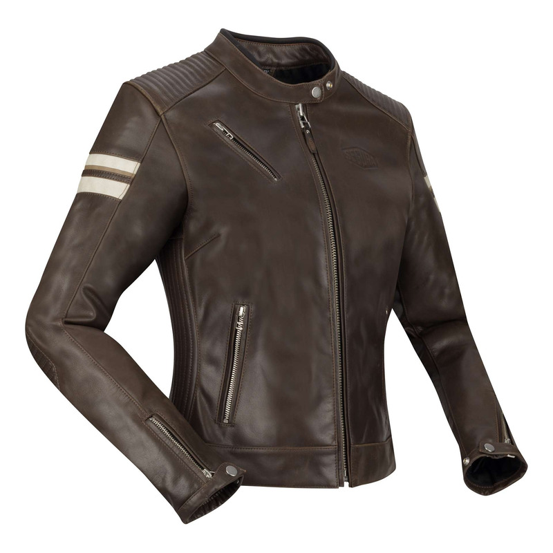 Blouson cuir femme Segura Lady Romeo marron/blanc- T0