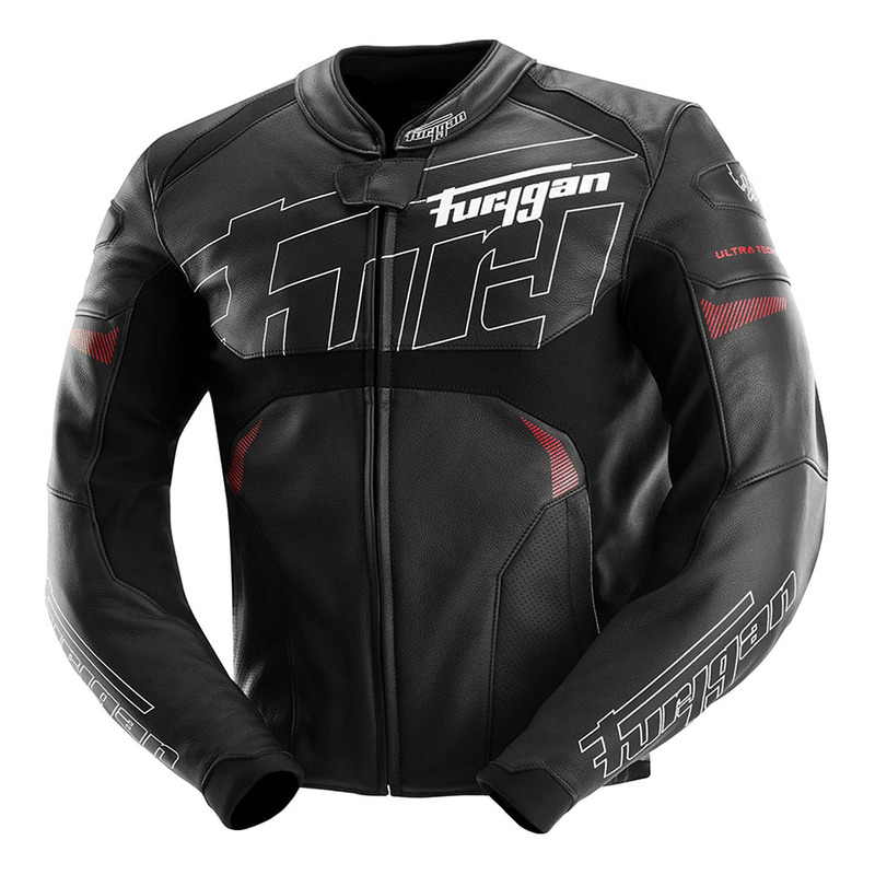 Blouson cuir Furygan Helix noir/blanc/rouge