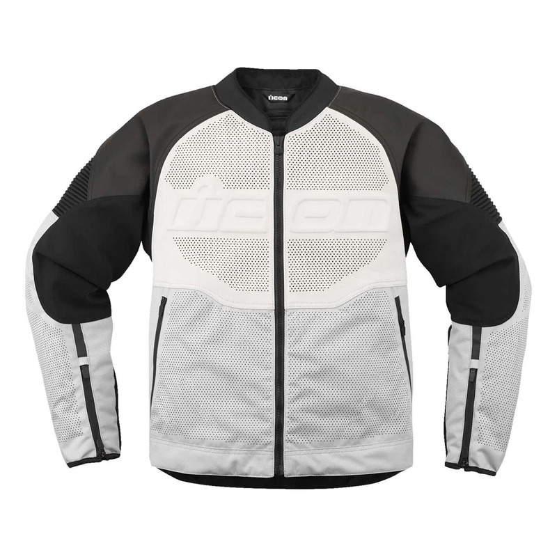 Blouson cuir Icon Overlod 3 blanc