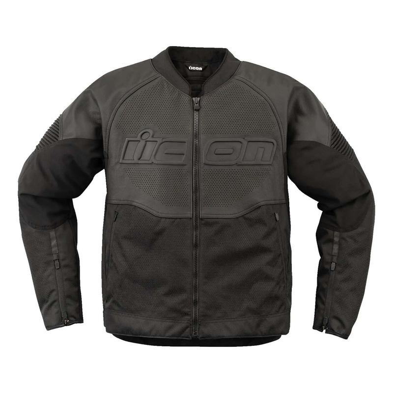 Blouson cuir Icon Overlod 3 noir