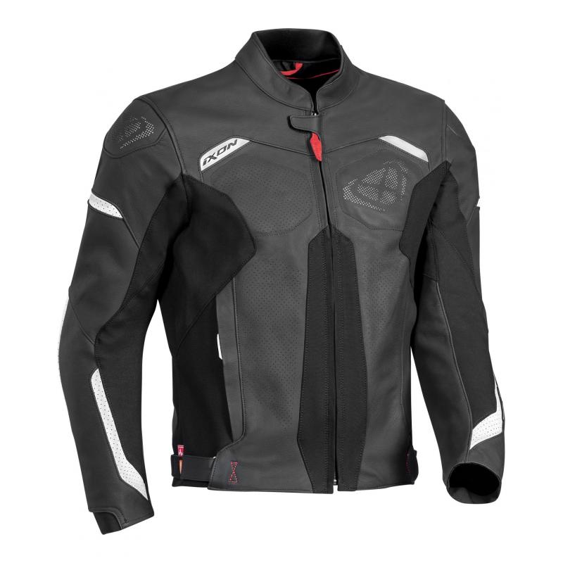 Blouson cuir Ixon Rhino noir/blanc- S