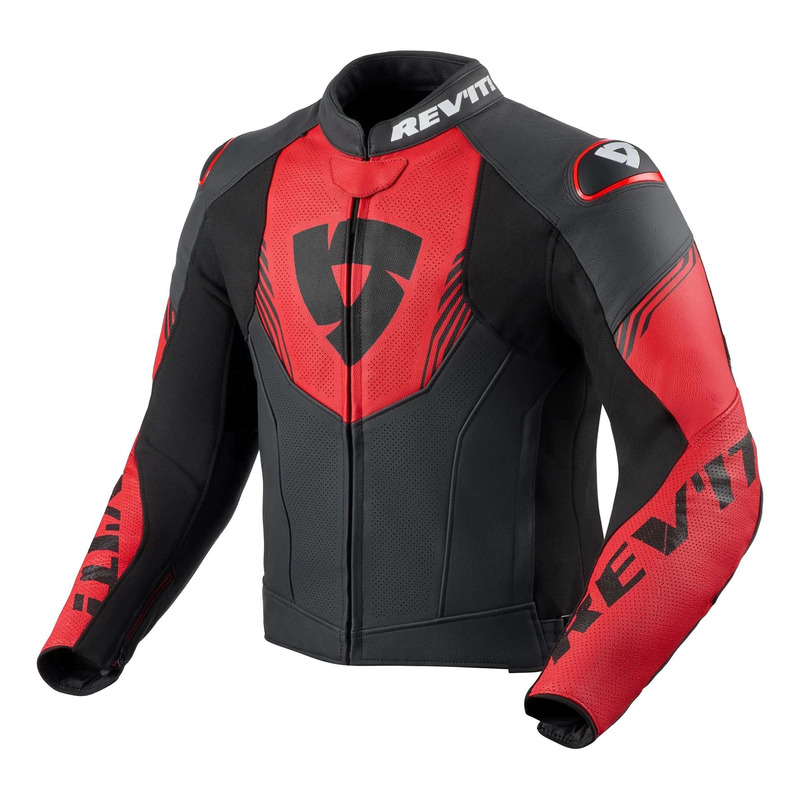 Blouson cuir Rev’It Argon 3 black/neon red