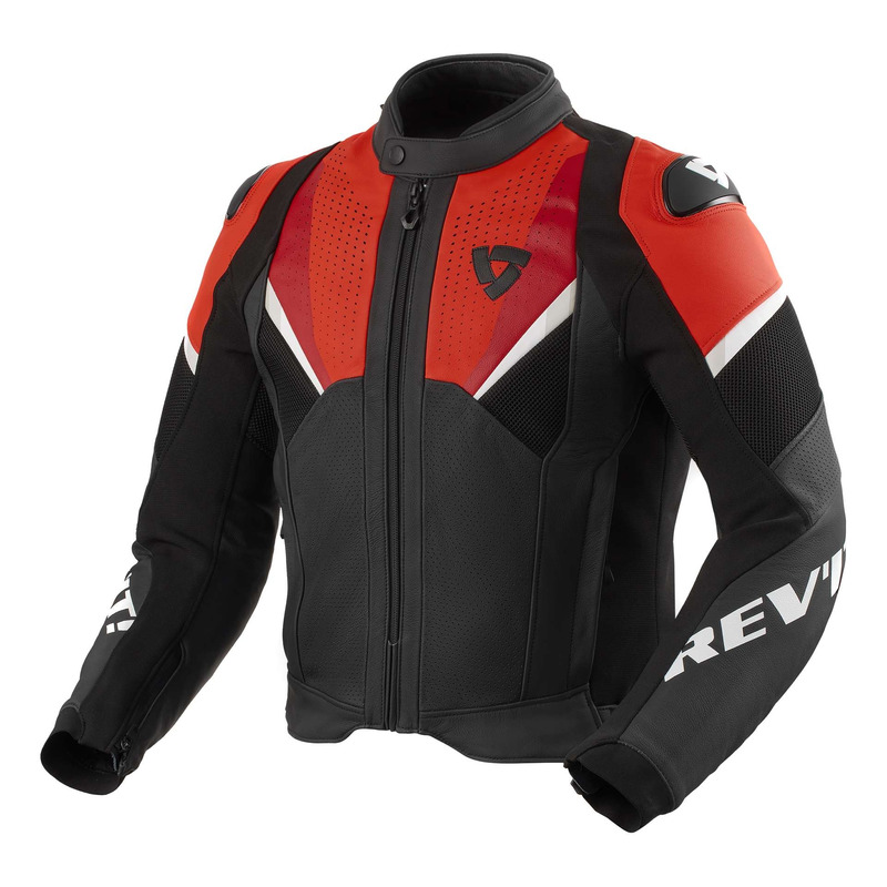 Blouson cuir Rev’It Automate black/neon red