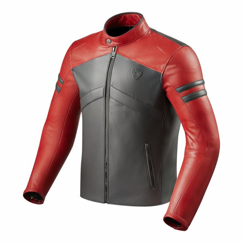 Blouson cuir Rev'it Prometheus rouge/gris clair- 58