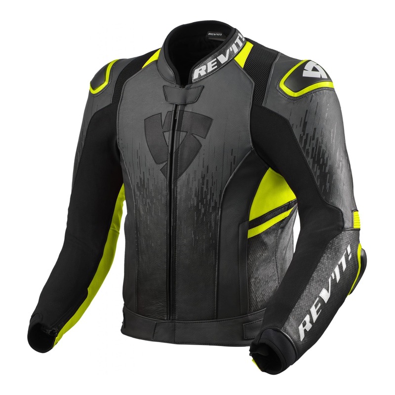 Blouson cuir Rev'it Quantum 2 anthracite/jaune neon- 46