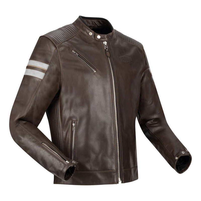 Blouson cuir Segura Romeo marron/blanc- 3XL