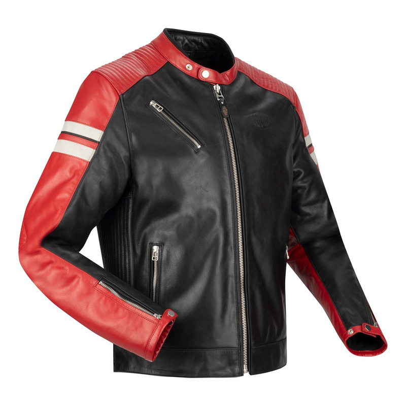 Blouson cuir Segura Romeo noir/rouge- S