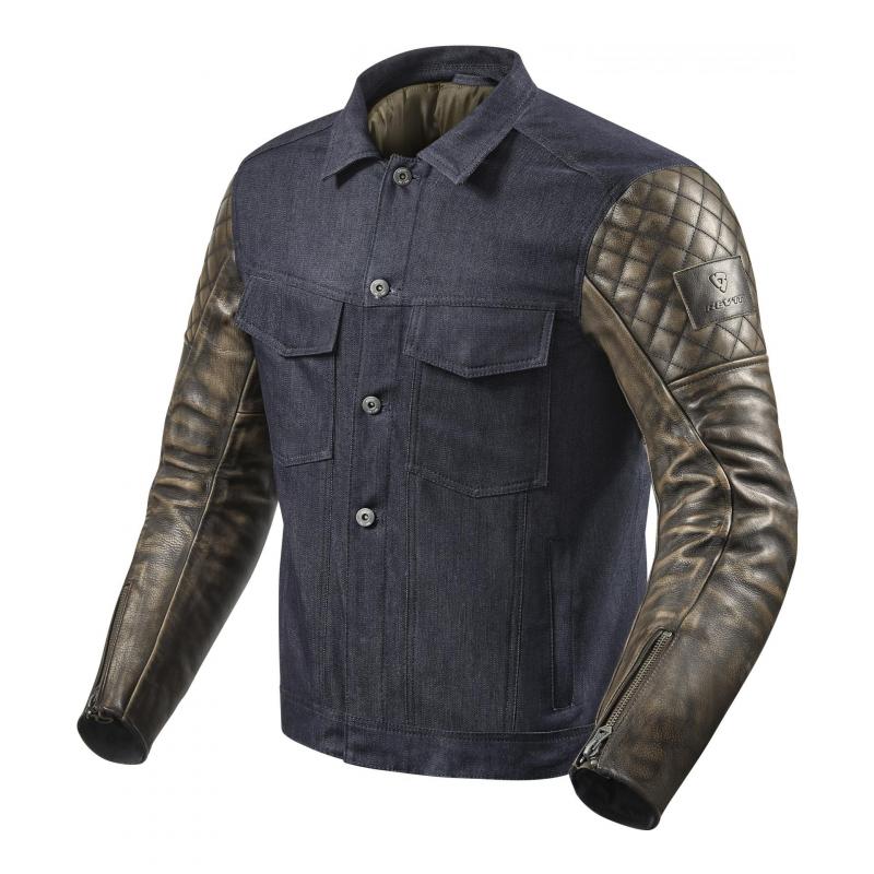 Blouson cuir/textile Rev'it Crossroads bleu/marron- 50