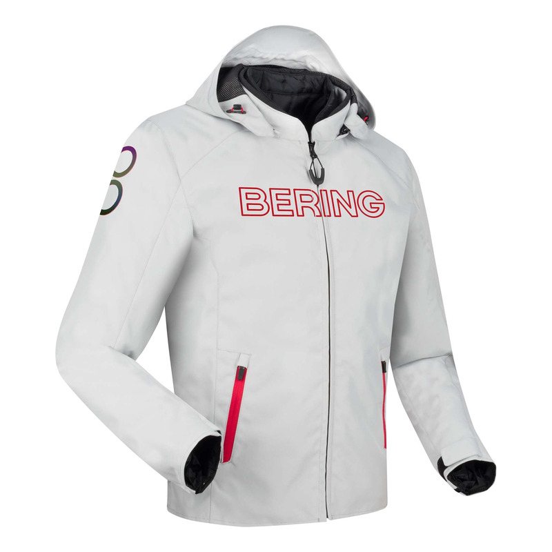 Blouson textile Bering Warwick gris clair/rouge- M