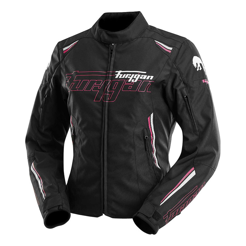 Blouson textile femme Furygan Agata noir/blanc/rose