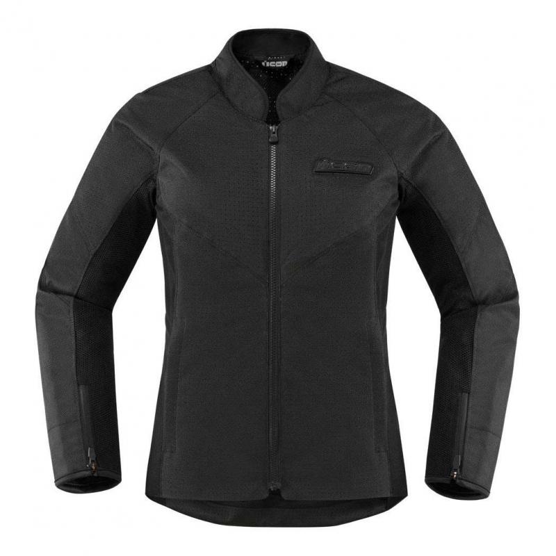 Blouson textile femme Icon Hooligan perforé noir- L