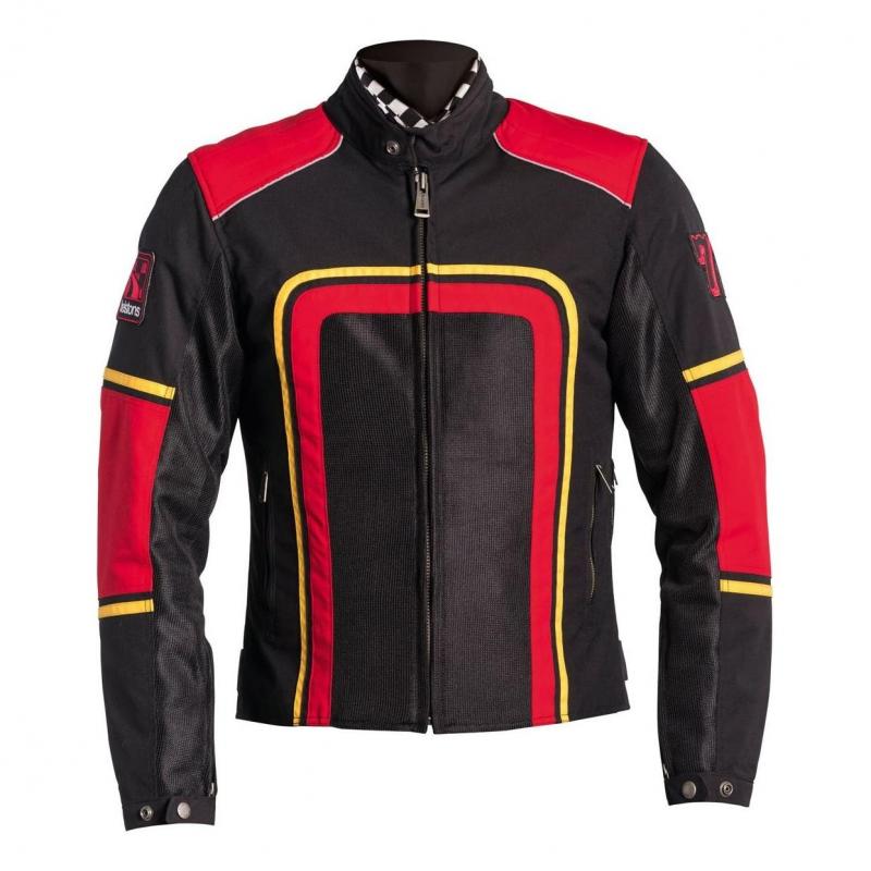 Blouson textile Helstons Austin noir/rouge/jaune- L