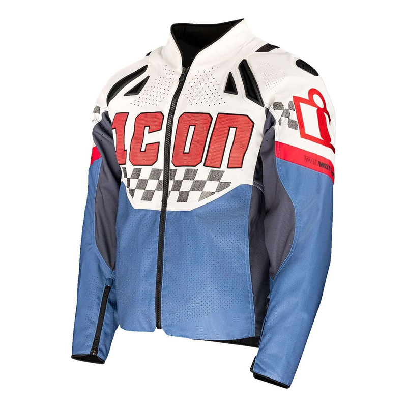 Blouson textile Icon Contra3â ¢ Hero blanc/bleu/rouge- S