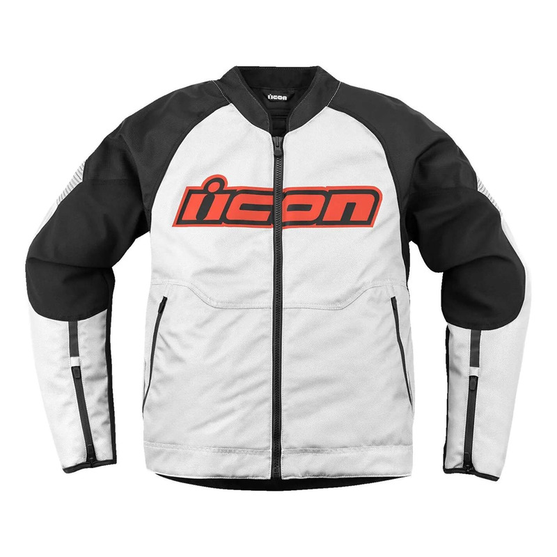 Blouson textile Icon Overlord3™ blanc/noir/rouge