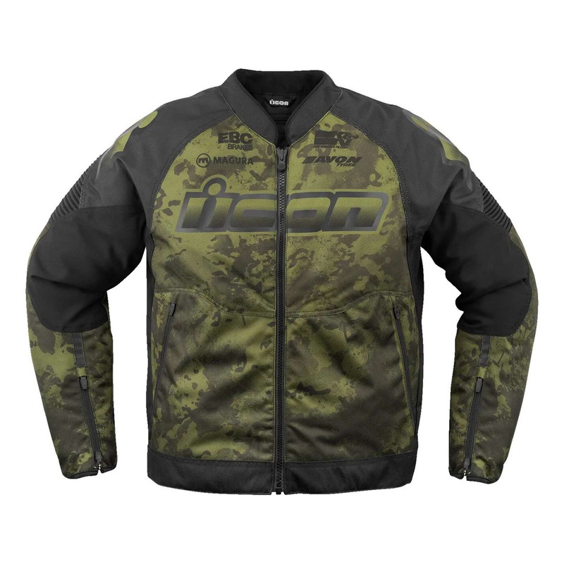 Blouson textile Icon Overlord3™ Magnacross vert/noir