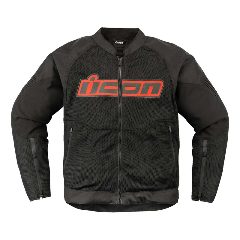 Blouson textile Icon Overlord3™ Mesh noir/rouge