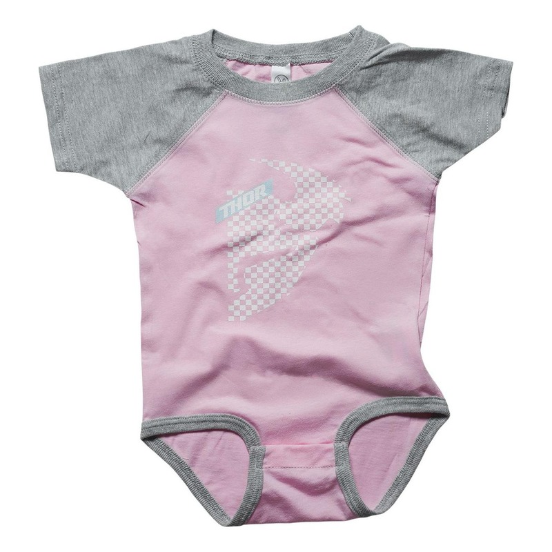 Body bébé Thor Headcheked supermini rose/gris- 0-6 mois