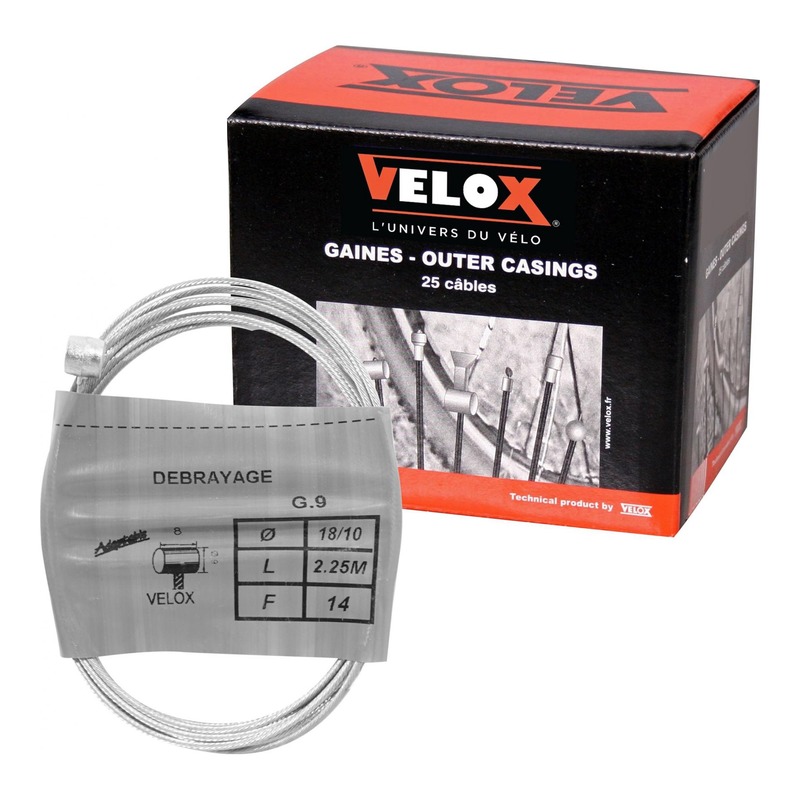 Boîte de 10 câbles d'embrayage Velox G.9 8x8mm Ø 18/10 2,25m