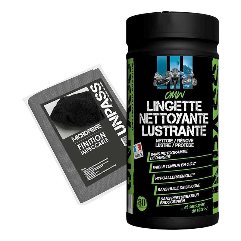 boite de 80 lingettes nettoyantes et lustrantes Unpass avec chiffon mi