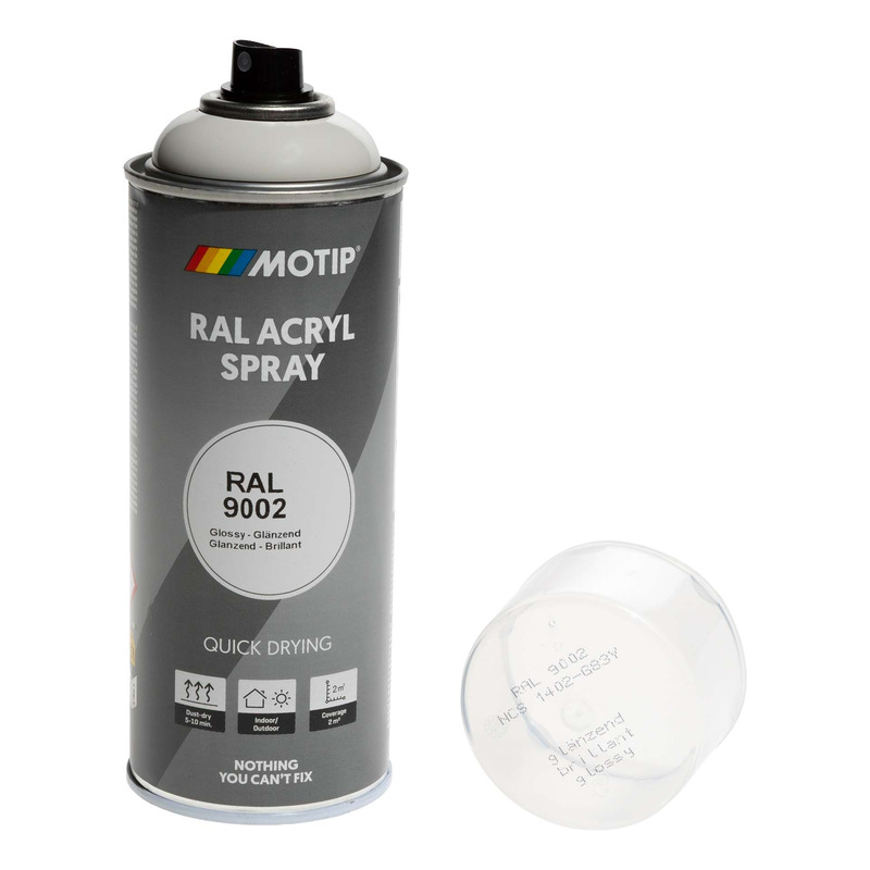 Bombe peinture Blanc gris brillant acrylique RAL 9002 Motip 400 ml M07046
