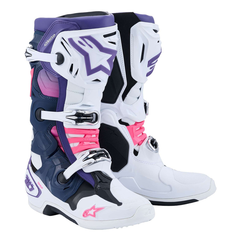 Bottes cross Alpinestars Tech 10 white/violet/navy/blue/pink- 14