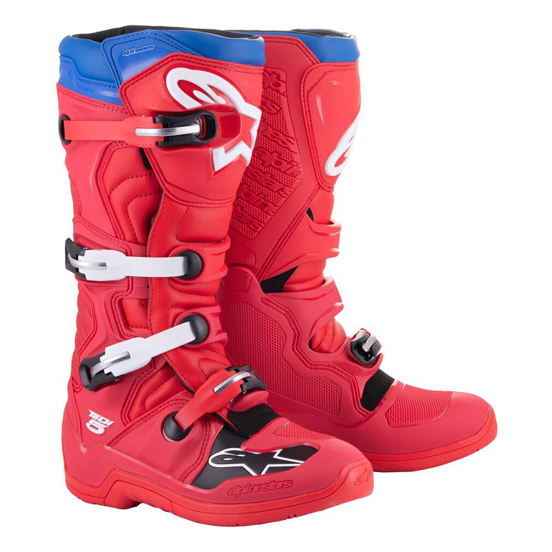 Bottes cross Alpinestars Tech 5 bright red/dark red/alpine blue-