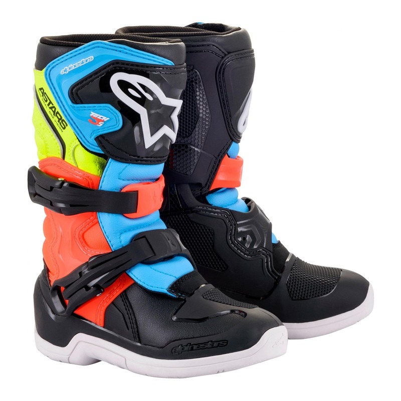 Bottes cross enfant Alpinestars Tech 3S Kid noir/jaune fluo/rouge fluo