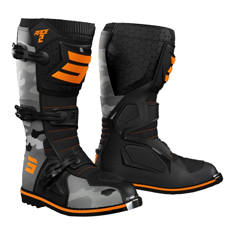 Bottes cross enfant Shot Race 2 Kid camouflage/gris/orange- 30