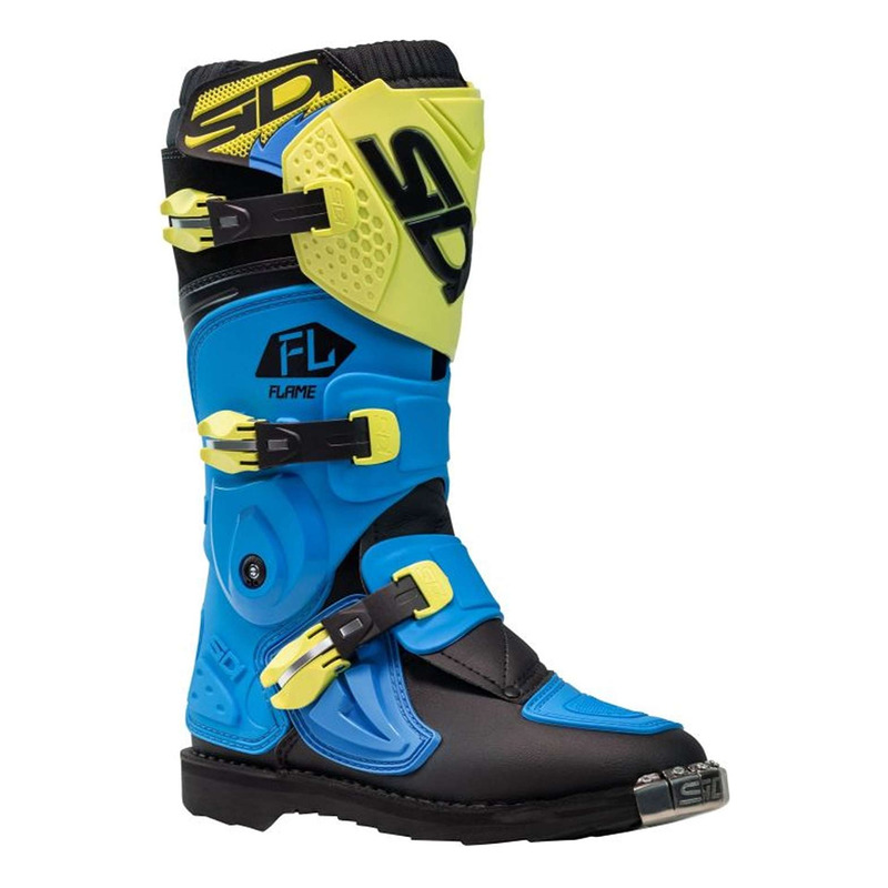 Bottes cross Sidi Flame Junior bleu clair/lime/noir