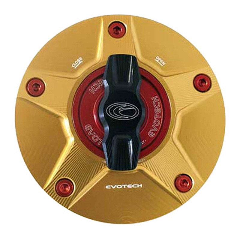 Bouchon de réservoir Evotech 1/5 de tour aluminium or/rouge Suzuki GS