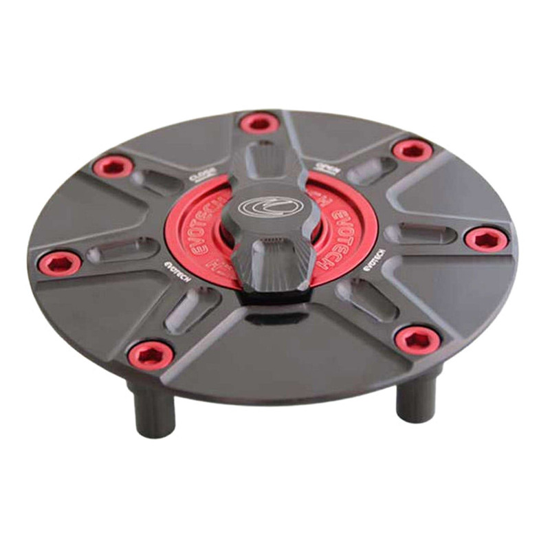Bouchon de réservoir Evotech 1/5 de tour aluminium noir/rouge Honda C