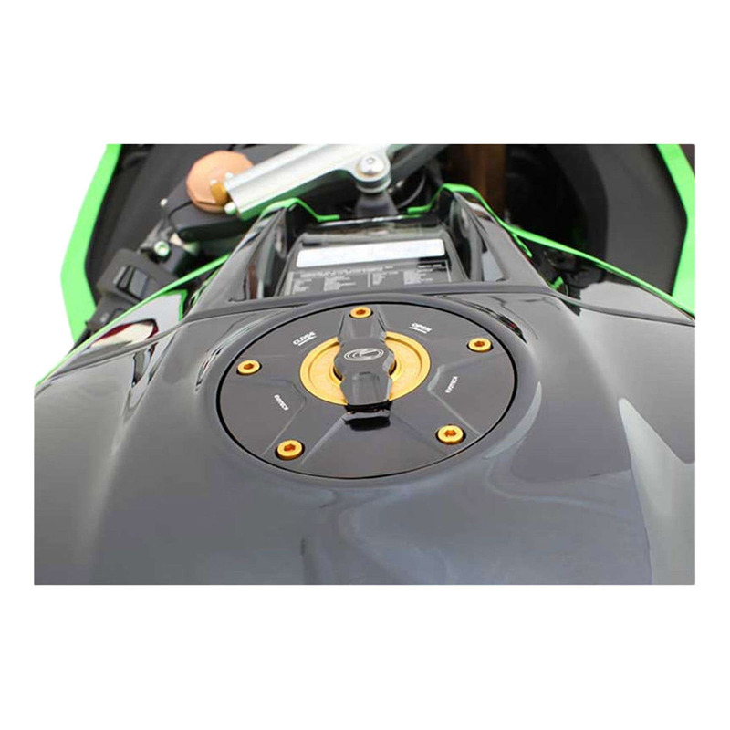 Bouchon de réservoir Evotech 1/5 de tour aluminium noir/or Kawasaki Z