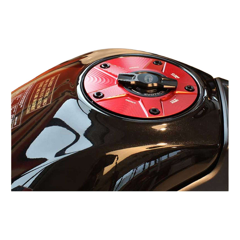 Bouchon de réservoir Evotech 1/5 de tour aluminium noir/rouge Kawasak