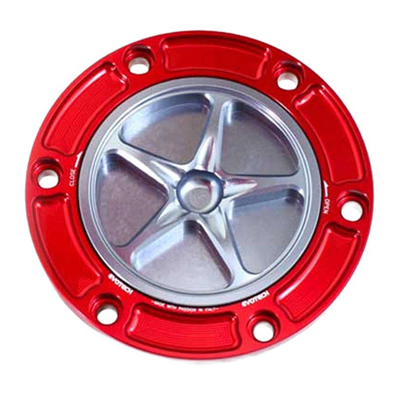 Bouchon de réservoir Evotech aluminium Titane/Rouge Aprilia Tuono 660