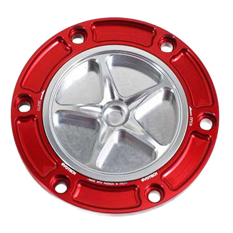 Bouchon de réservoir Evotech aluminium Silver/Rouge Aprilia Tuono 660