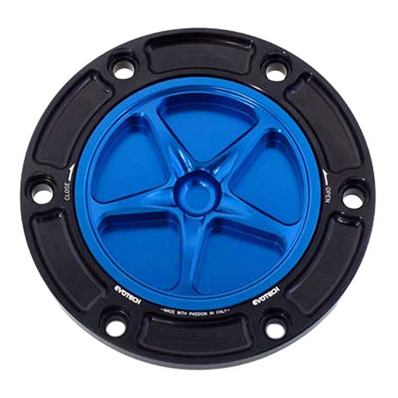 Bouchon de réservoir Evotech aluminium Bleu/Noir Aprilia Tuono 660 21