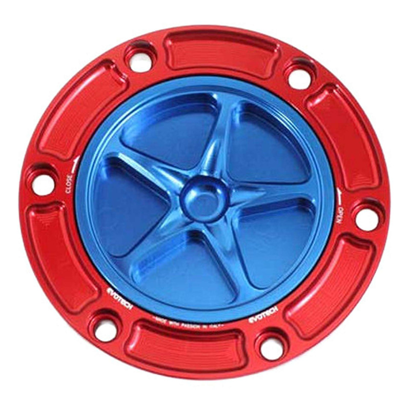 Bouchon de réservoir Evotech aluminium Bleu/Rouge Aprilia Tuono 660 2