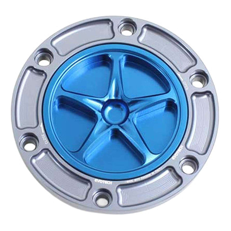 Bouchon de réservoir Evotech aluminium Bleu/Titane Aprilia Tuono 660