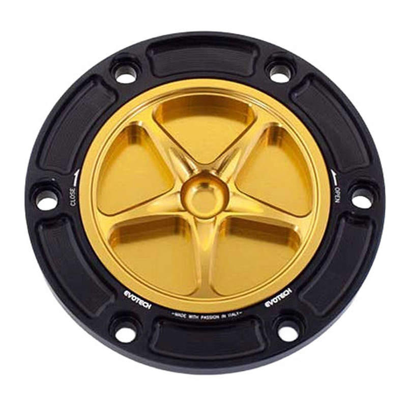 Bouchon de réservoir Evotech aluminium Or/Noir Aprilia Tuono 660 21-2