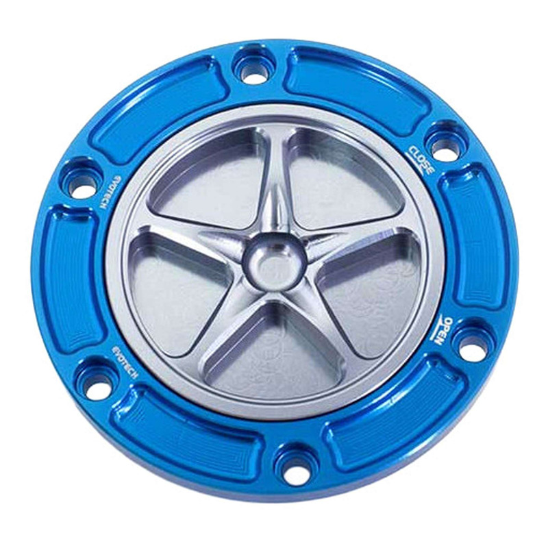 Bouchon de réservoir Evotech aluminium Titane/Bleu Aprilia Tuono 660
