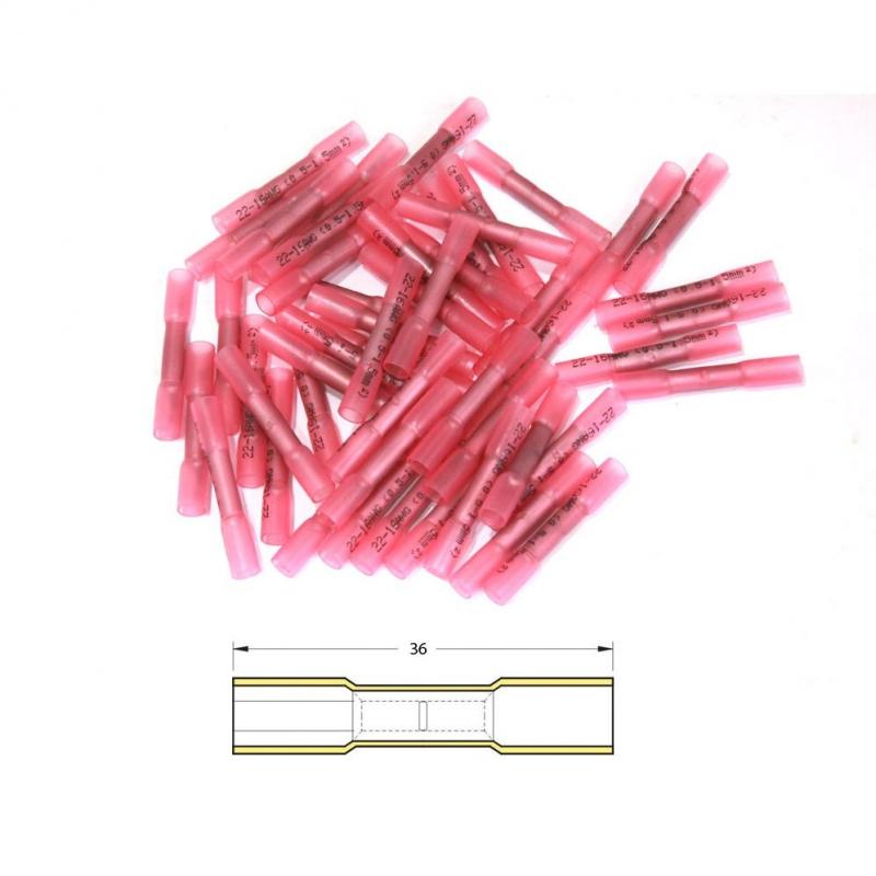 Bout à bout à sertir Bihr thermo-retractable Ø 0,5/1,5mm² rouge transparent (50 pièces)